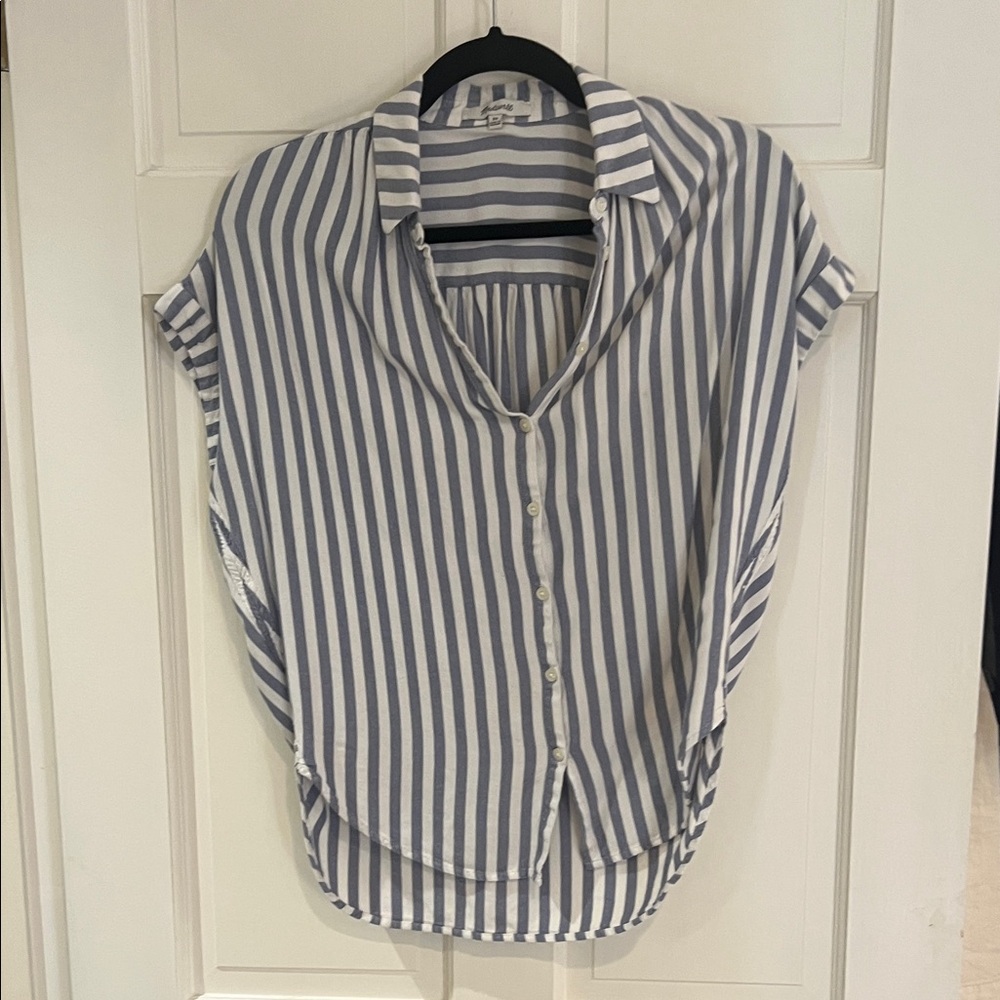 Madewell xs Striped Blue and White Women's Top